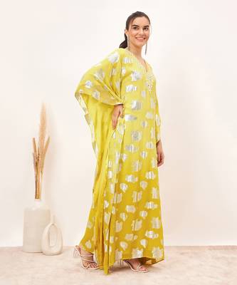 Yellow ombre full length kaftan 3