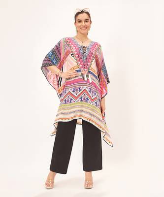 Pink geometric kaftan tunic 1