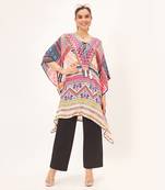 Pink geometric kaftan tunic