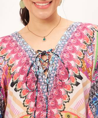 Pink geometric kaftan tunic 5
