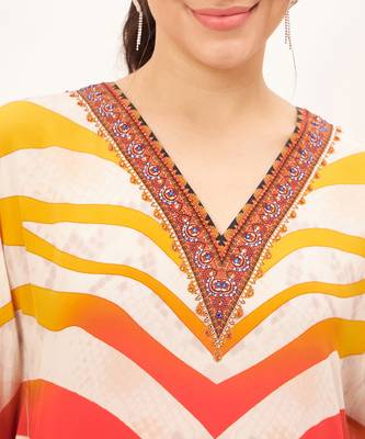 Multicoloured masai print silk kaftan tunic 5