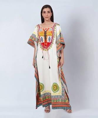 Multicoloured tribal full length kaftan 1