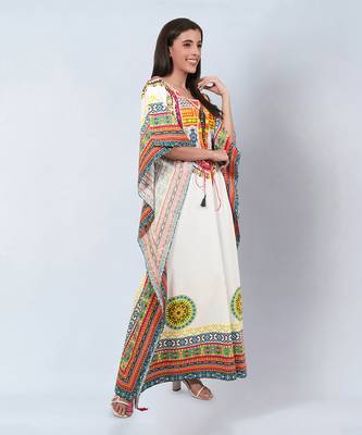 Multicoloured tribal full length kaftan 2