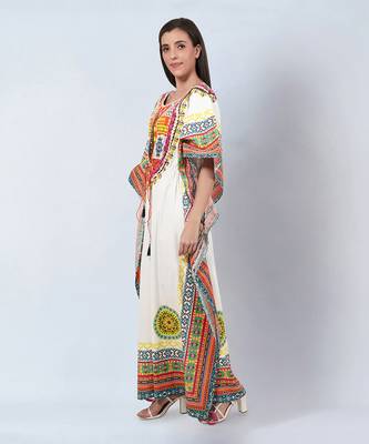 Multicoloured tribal full length kaftan 3