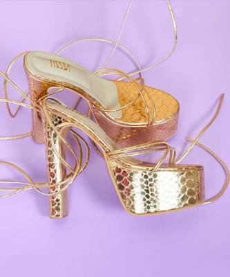 Bold Gold Block Heels 1