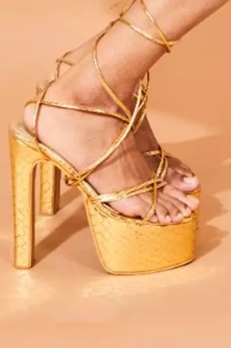 Bold Gold Block Heels