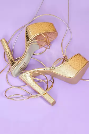 Bold Gold Block Heels