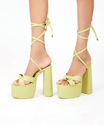 Bold Green Block Heels 1