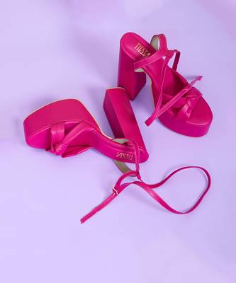 Bold Pink Block Heels 4