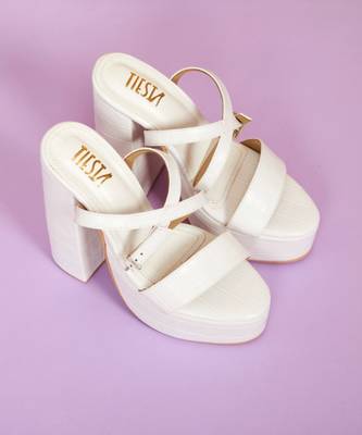 Bold White Block Heels 1