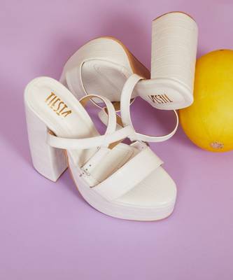 Bold White Block Heels 2