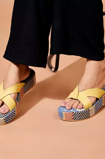Cali Yellow Block Heels
