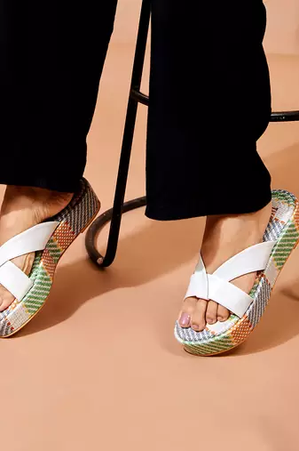 Cali White Block Heels