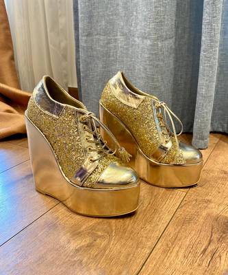 Sneaker Wedge Gold Bridal Shoes Wedges 1