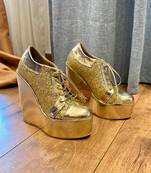 Sneaker Wedge Gold Bridal Shoes Wedges