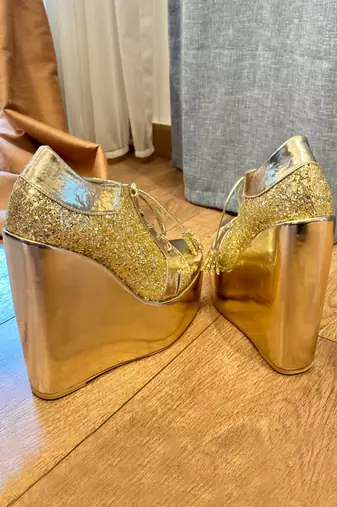 Sneaker Wedge Gold Bridal Shoes Wedges