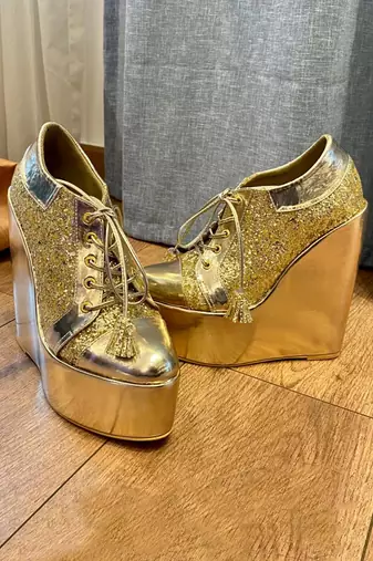 Sneaker Wedge Gold Bridal Shoes Wedges