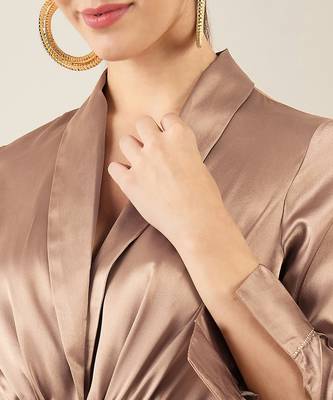 Hazel brown semi-formal embellished satin tunic and bell bottom pants set 5