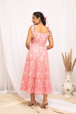 Beautiful peach colour floral print stylish kurti 2