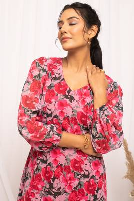 Beautiful multy colour floral print stylish kurti 3