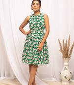 Beautiful green colour floral print stylish kurti