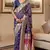 Ethnic Blue Handloom Silk Heavy Woven Saree With Traditional Print
