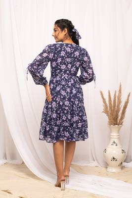 Beautiful blue colour floral print stylish kurti 2