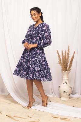 Beautiful blue colour floral print stylish kurti 5