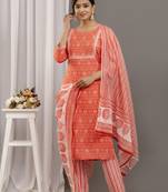 Smart and beautiful orange colour printed readymade salwar kameez