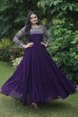 Purple colour partywear gown for girlish looks 3
