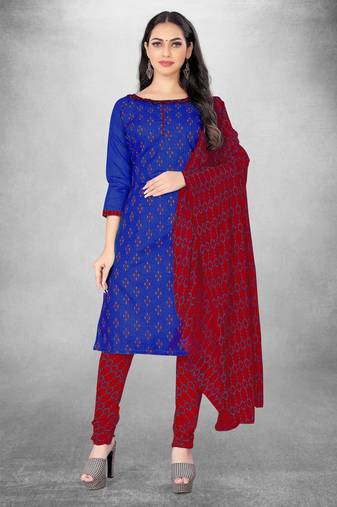 Blue colour ethnic dress material for casual and formal looks