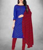 Blue colour ethnic dress material for casual and formal looks