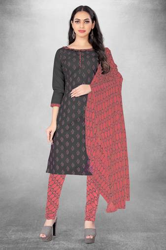 Grey colour ethnic dress material for casual and formal looks