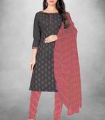 Grey colour ethnic dress material for casual and formal looks
