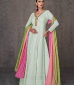 Sky blue colour beautiful girlish partywear anarkali dress