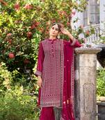 Pink colour resham work partywear palazzo dress