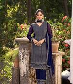 Blue colour designer resham work partywear palazzo dress