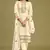 Off white colour partywear georgette fabric salwar kameez with resham work