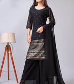 Black colour zari woven partywear palazzo dress