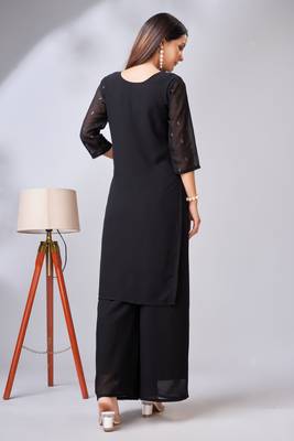 Black colour zari woven partywear palazzo dress 2