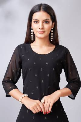 Black colour zari woven partywear palazzo dress 3
