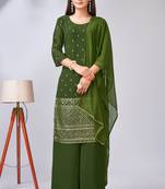 Green colour zari woven partywear palazzo dress