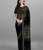 Green Heavy Georgette Sequence Embroidery Saree