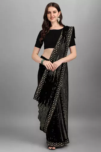 Green Heavy Georgette Sequence Embroidery Saree