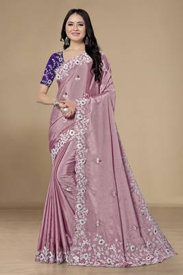 Smart And Designer Onion Chinon Silk Blend Saree For Girlish Looks 1