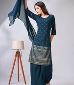 Blue colour zari woven partywear palazzo dress