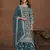 Teal colour heavy thread embroidery work partywear palazzo dress