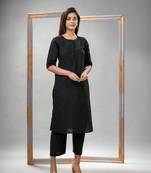 Black cotton bengal handwoven kurta set