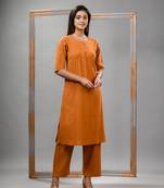 Mustard cotton bengal handwoven kurta set