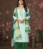 Sea green colour ethnic hand work girlish salwar kameez